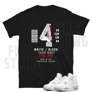 Box Label Shirt To Match Jordan 4 White Oreo Tech Grey Sneakers